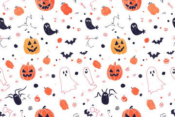 Pastel Halloween Seamless Pattern Background