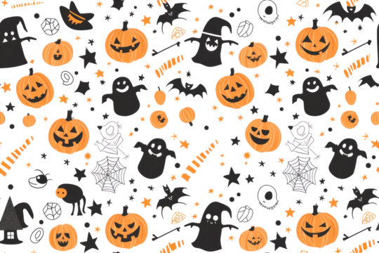 Pastel Halloween Theme Seamless Pattern