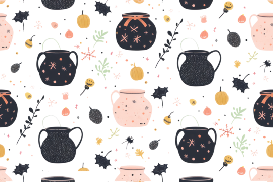 Pastel Halloween Pattern with Seamless Design