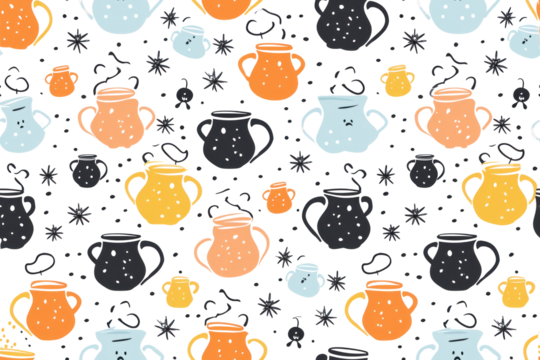 Pastel Halloween Pattern with Cute Motifs