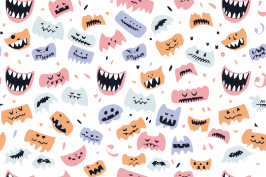 Pastel Halloween Seamless Pattern Background