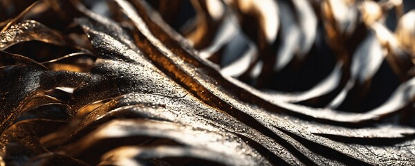 there is a close up of a black and gold leaf