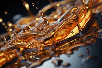 Engine oil cascading background, oil dynamic motion and the interaction with the metal surfaces