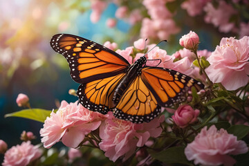 Naklejka premium Monarch Butterfly in Garden