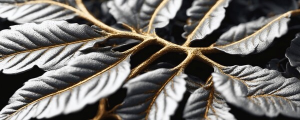 a close up of a leaf with a black background