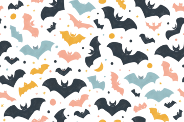Pastel Halloween Pattern on Transparent Background