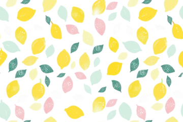 Pastel Fruit Pattern on Transparent Background