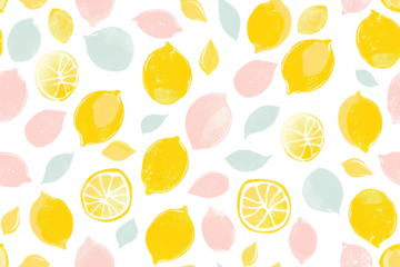 Pastel Citrus Fruit Pattern on Transparent