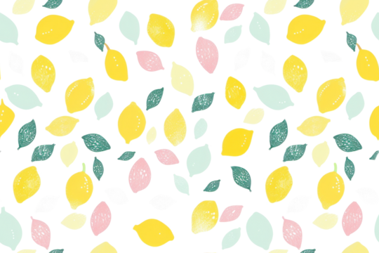 Pastel Fruit Pattern on Transparent Background