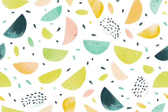Pastel Fruit Pattern on Transparent Background