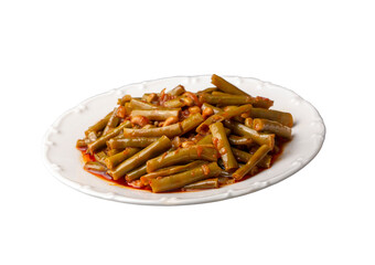Traditional delicious Turkish food; fresh green black eyed peas food (Turkish name; Zeytinyagli yesil taze borulce or acebek)
