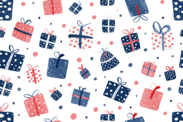 Seamless Birthday Pattern with Pastel Gifts