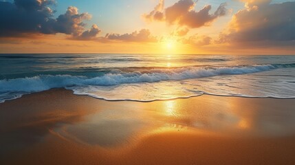 beautiful beach at sunrise with minute details 