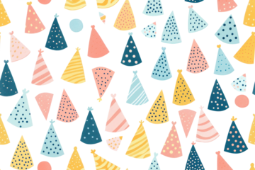 Pastel Birthday Pattern on Transparent Background