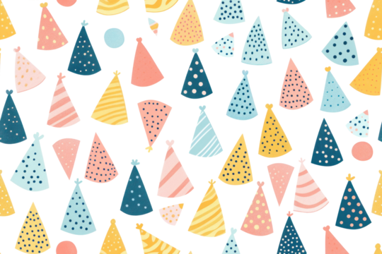 Pastel Birthday Pattern on Transparent Background