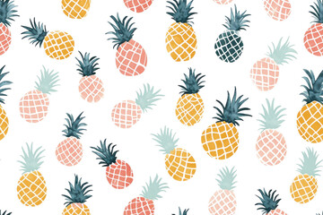 Pastel Fruits Pattern on Transparent Background