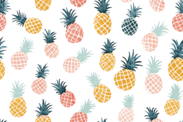 Pastel Fruits Pattern on Transparent Background