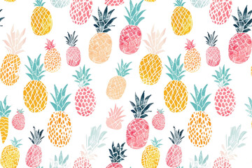 Pastel Fruit Pattern on Transparent Background