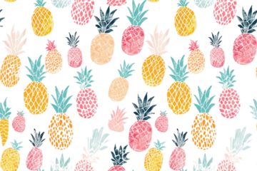 Pastel Fruit Pattern on Transparent Background