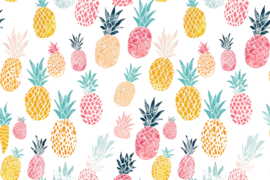 Pastel Fruit Pattern on Transparent Background