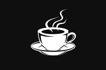 Obraz premium A sleek and elegant coffee cup emits a swirling mist against a dark canvas, inviting us to savor the comforting warmth of our favorite beverage