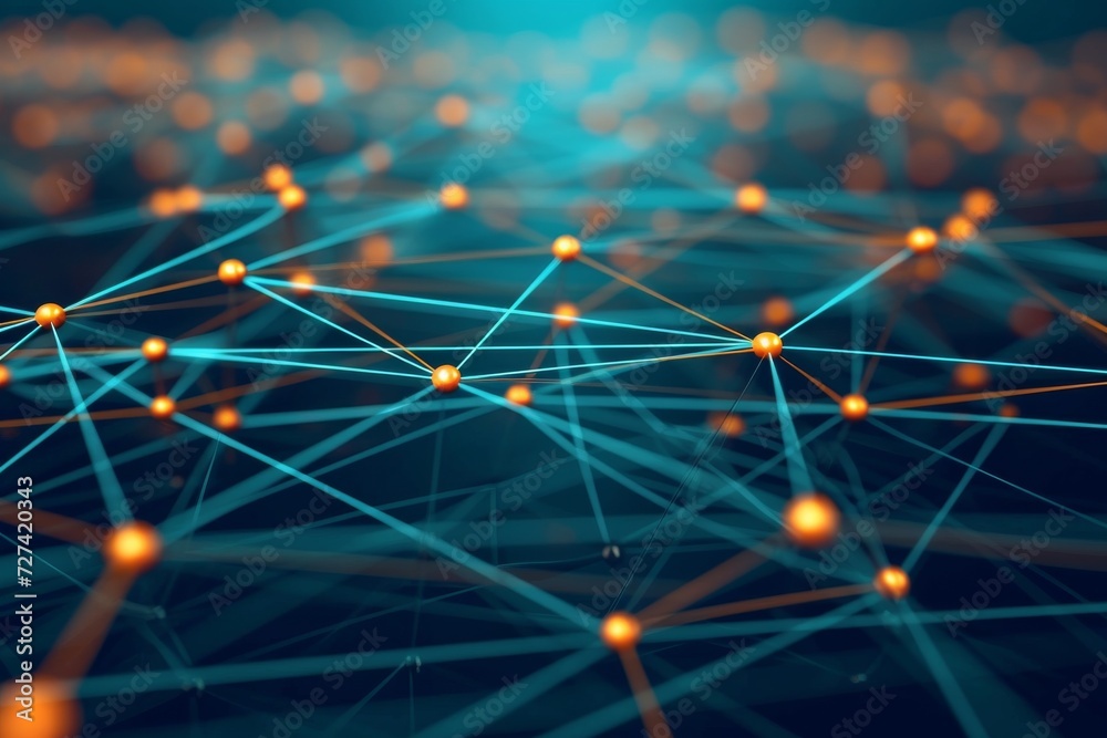 Poster a vibrant and dynamic screenshot of an abstract art piece, featuring a symmetrical network of orange