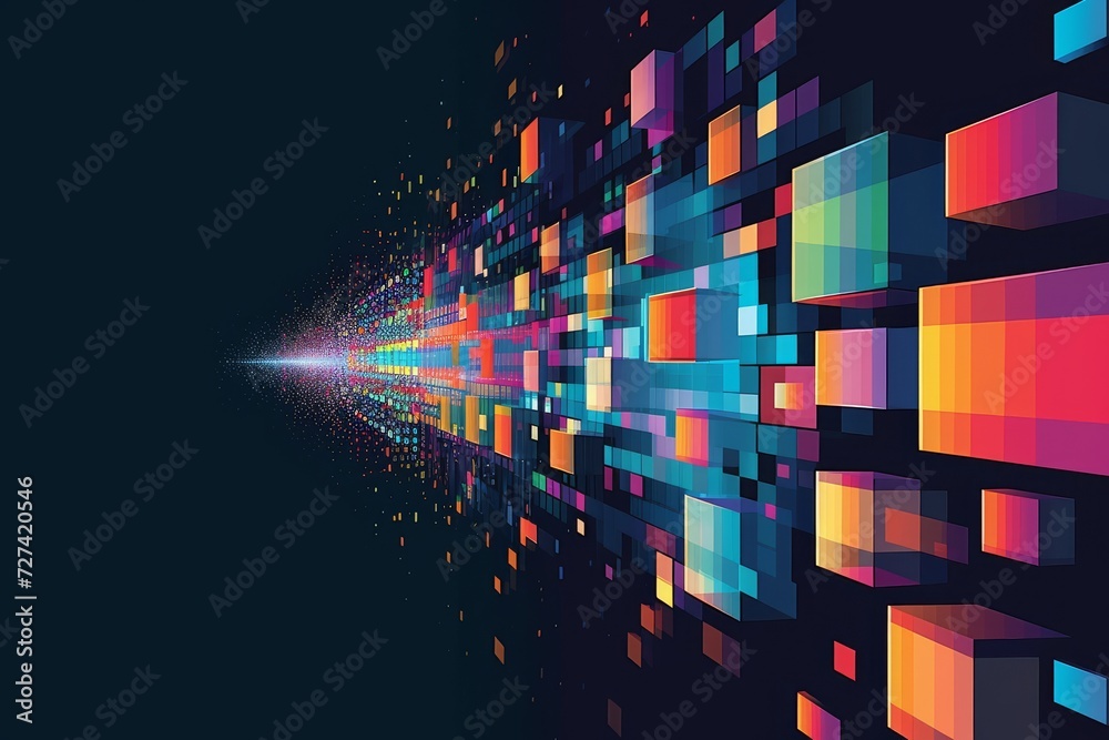 Aufkleber a vibrant display of abstract art, as a glowing light illuminates colorful squares against the backd