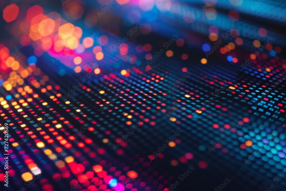 Aufkleber a mesmerizing display of vibrant electric blue light patterns emitted from a screen, evoking a sense