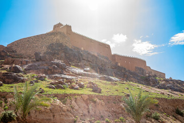 Fototapeta na wymiar Arabian Aarif fortress standing on the rocky hill, Hail, Saudi Arabia