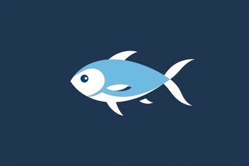 Obraz premium A whimsical cartoon fish with a blue and white fin swims gracefully through the ocean, showcasing its playful and lively nature in this charming clipart illustration