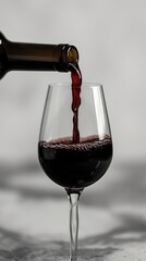 wine pours from a bottle into a glass, mockup, photo, minimalism, banner, plain background  