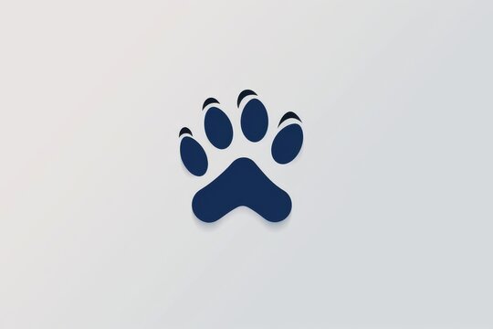 A vibrant blue paw print stands out against a clean white canvas, invoking a sense of playfulness and adventure in its simplistic yet striking graphics