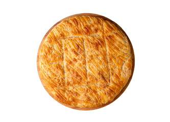 Handmade cheddar cheese pie, from Greek cuisine. Delicious square sliced pastry from Aegean, Greek...