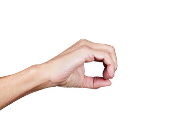 Close up of a hand with the thumb and forefinger together to form a circle