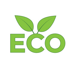 Green eco product icon with leaves.