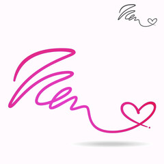 Troubled pink love, a hand drawn symbol of complicated relationship