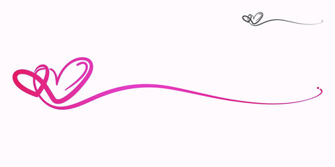 Pink love with a long line, hand drawn symbol of lasting relationship