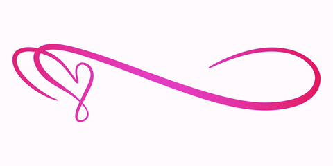 Pink love with a long line, hand drawn symbol of lasting relationship - obrazy, fototapety, plakaty