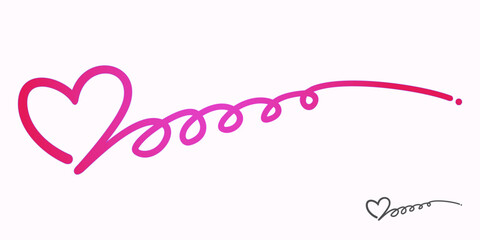 Curly pink love, hand drawn cute symbol