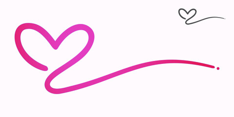 Underline from a pink love, hand drawn symbol of love and care