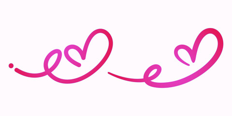 Obraz premium Curly pink love, hand drawn cute symbol
