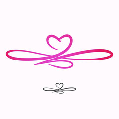 Pink love ornament, a hand drawn symbol of heart decoration