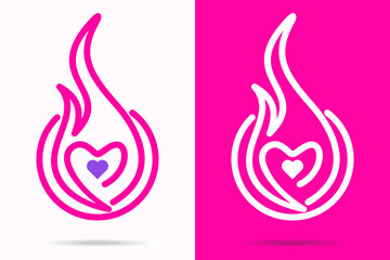 Fototapeta premium Pink magenta love logo, a hand drawn symbol of heart, expressing love