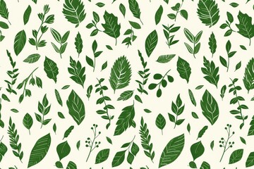 Naklejka na ściany i meble A vibrant display of verdant leaves adorns this elegant fabric, evoking a sense of natural beauty and timeless style perfect for clothing or wrapping paper