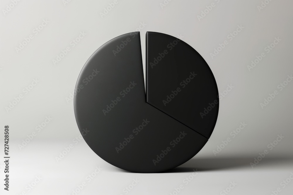 Poster a striking black pie chart with a couple of missing pieces, resembling a clock face and a ball, show