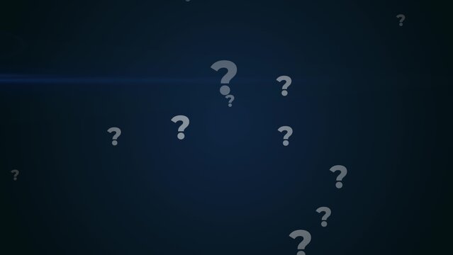 Question Marks Signs Against Dark Blue Background. 3D Graphic.