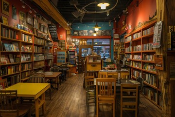 bookshelves, library-cafe