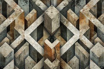 Create a symmetrical pattern of geometric shapes, with alternating textures.