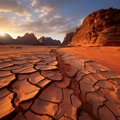 Foto op Plexiglas A Desert Landscape With a Crack in the Ground © Pavlo