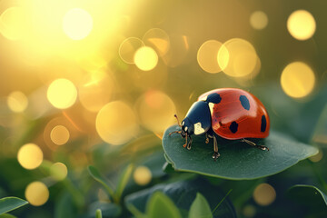 ladybug with a spot and a leaf